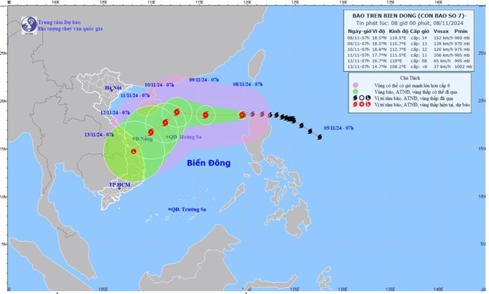 Tin bão mới nhất cơn bão số 7