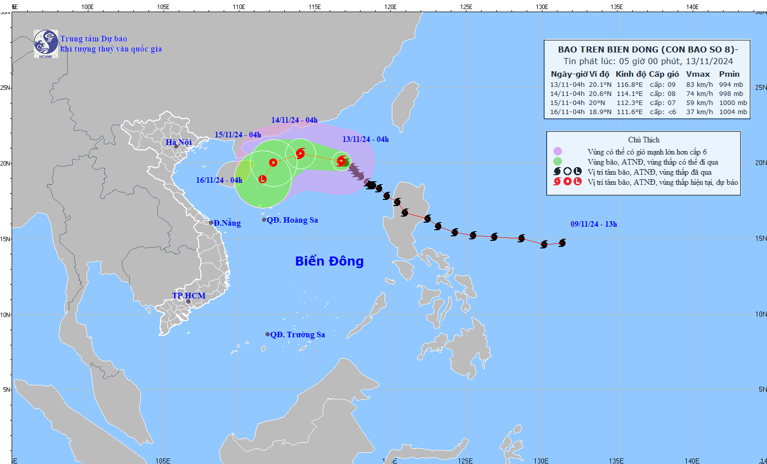 Tin bão trên biển Đông (Cơn bão số 08)