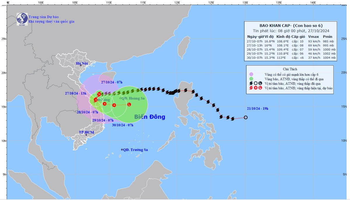 Tin bão mới nhất về cơn bão số 6
