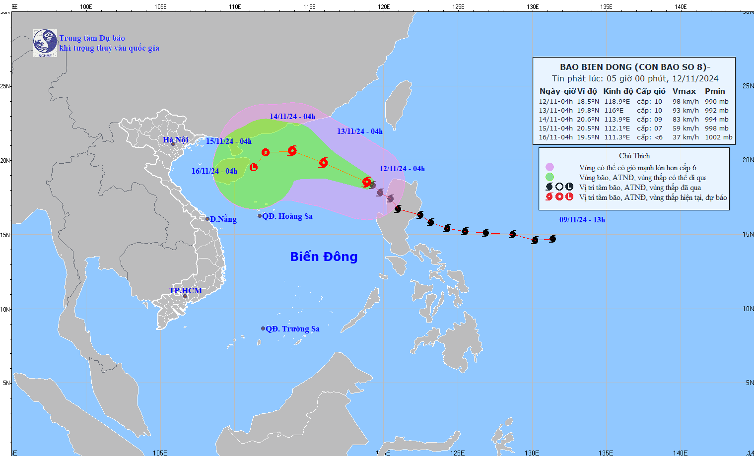 Tin bão trên biển Đông (Cơn bão số 8)