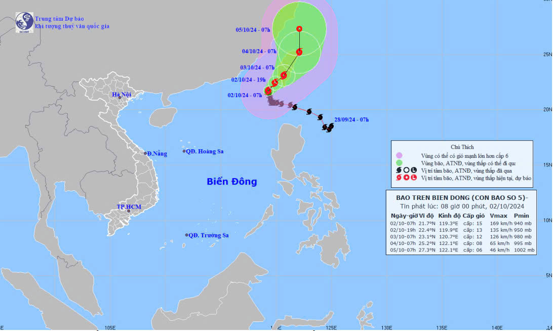 Tin bão trên biển đông (Cơn bão số 5)