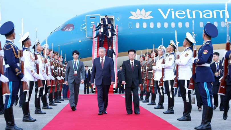 Tổng Bí thư Tô Lâm đến Bình Nhưỡng, bắt đầu thăm cấp Nhà nước tới Triều Tiên