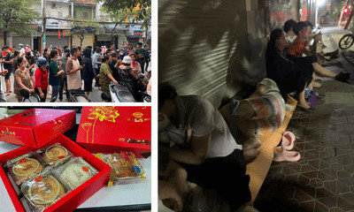 "Dòng người" vạ vật ngủ ngoài đường chờ đợi mua bánh trung thu từ nửa đêm