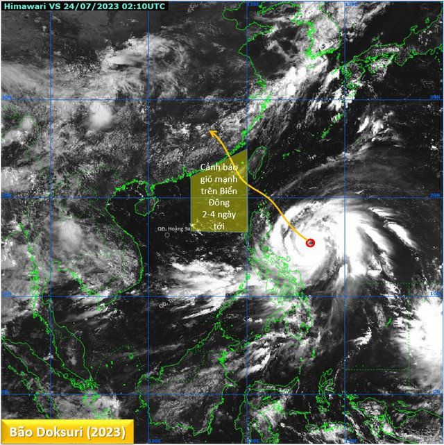 Bão Doksuri có thể mạnh lên thành siêu bão, miền Bắc dự báo sẽ có mưa