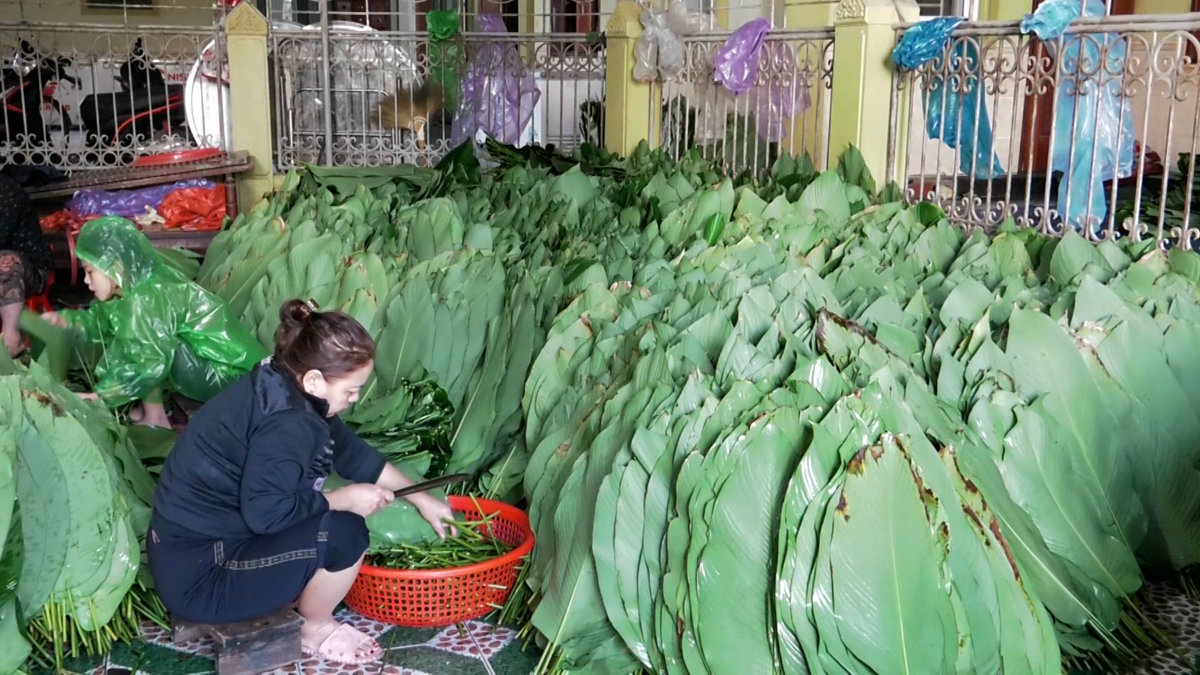 Làng nghề bánh chưng Đức Thọ vào vụ tết