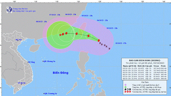 Theo dõi chặt chẽ diễn biến của bão KOINU