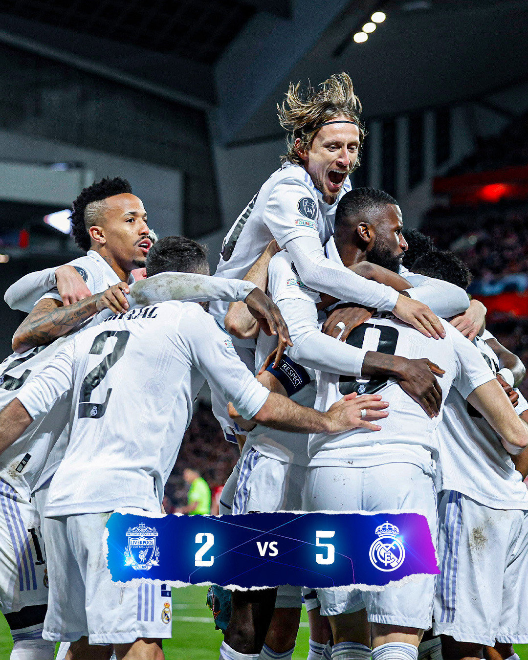 Real Madrid lội ngược dòng ngoạn mục, thắng Liverpool giòn giã với tỷ số 5-2