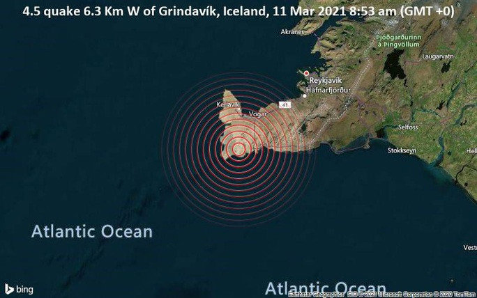 Ghi nhận gần 2.200 trận động đất quanh thủ đô của Iceland trong vòng 24 giờ